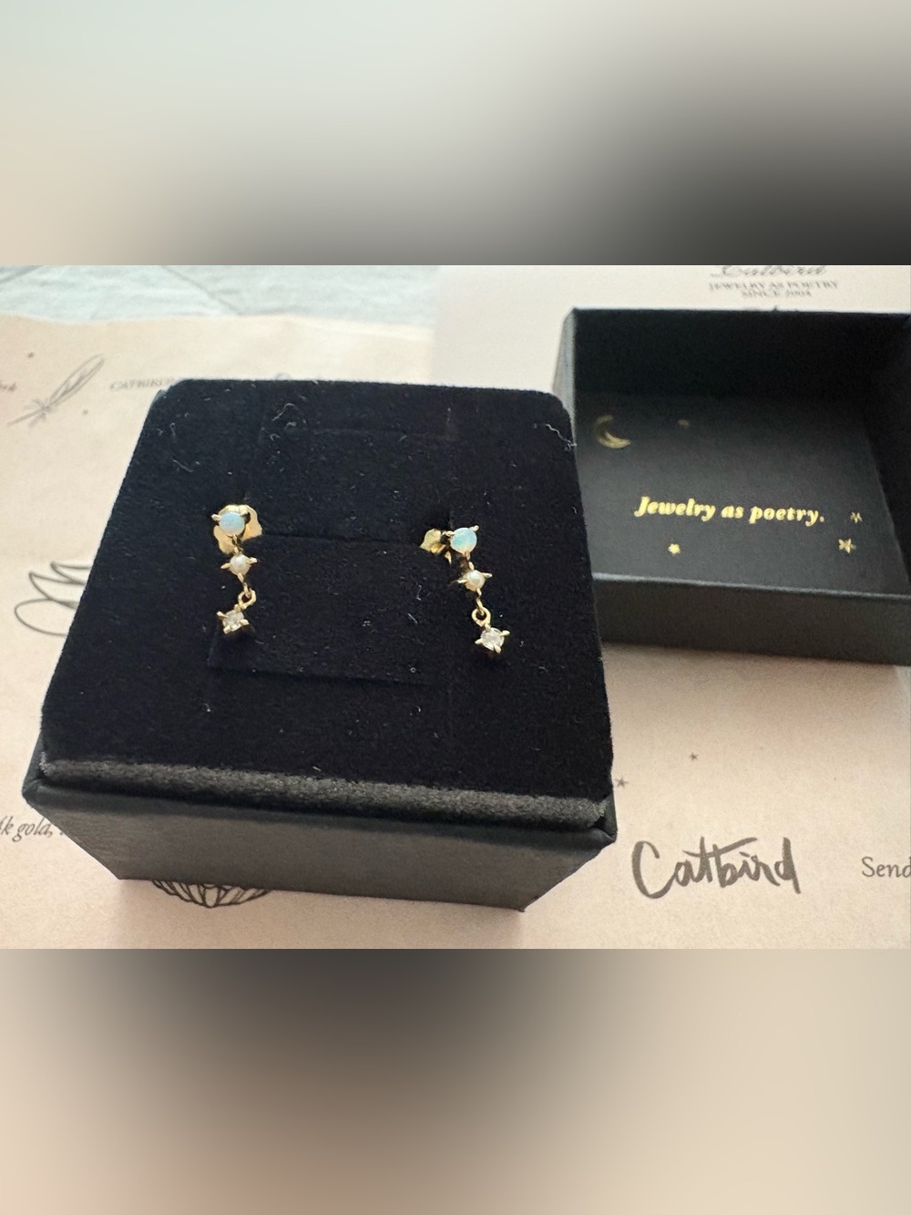 CATBIRD Petite Opal Spring Fairy Earrings